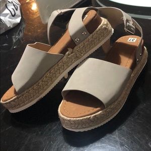 Grey platform sandals